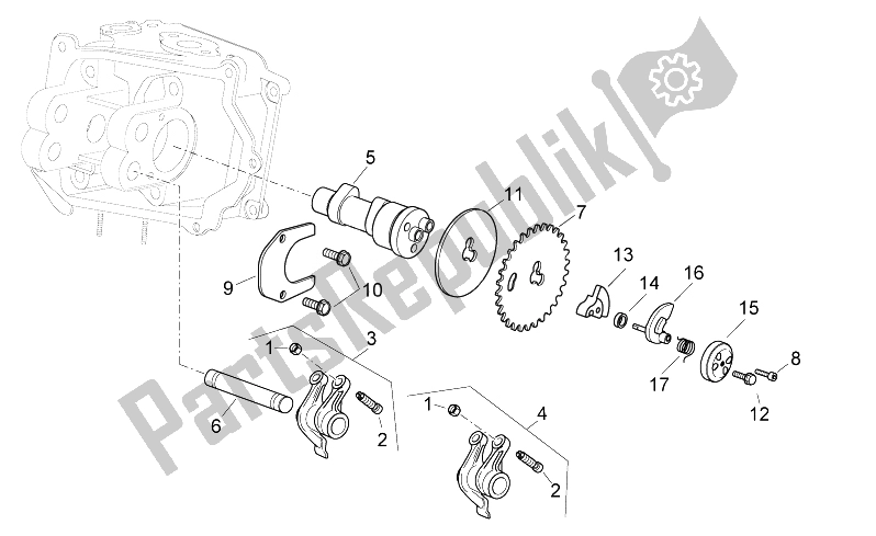 All parts for the Camshaft of the Aprilia Sport City Cube 250 300 IE E3 2008