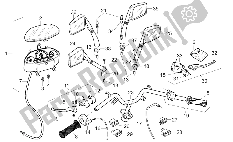 Todas as partes de Guiador - Controles do Aprilia SR Viper 50 H2O 1994