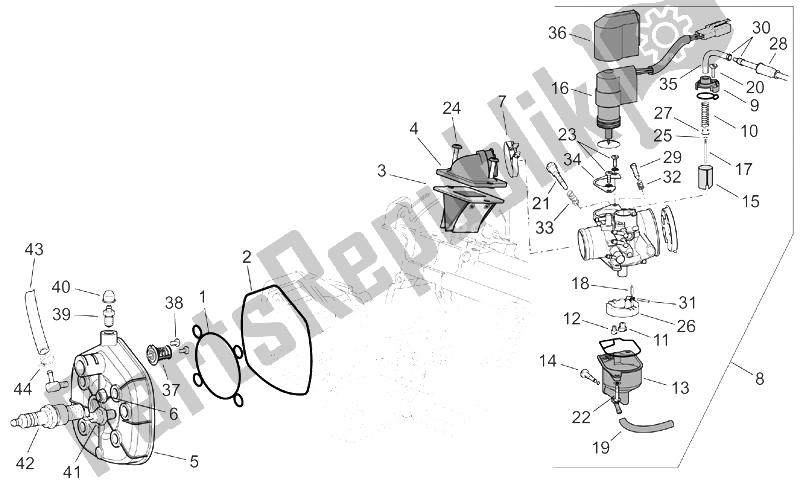 Toutes les pièces pour le Culasse / Carburateur du Aprilia SR 50 H2O IE Carb 2003