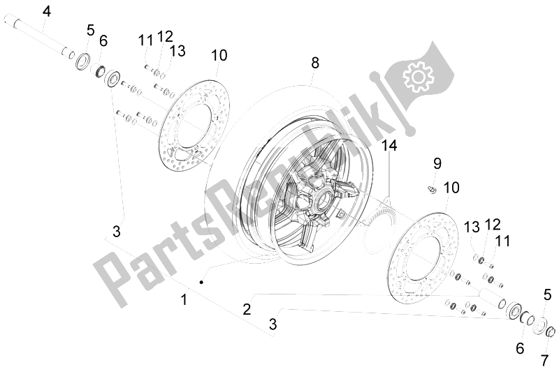 All parts for the Front Wheel of the Aprilia SRV 850 4T 8V E3 2012