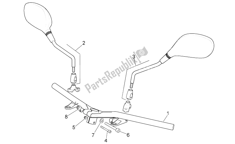 All parts for the Handlebar of the Aprilia Sport City 125 200 E2 2004