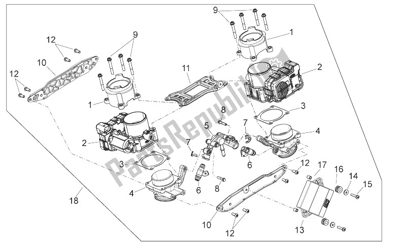 All parts for the Throttle Body of the Aprilia Shiver 750 EU 2014