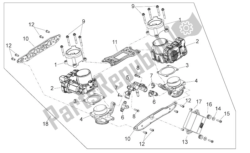 Tutte le parti per il Corpo Farfallato del Aprilia Shiver 750 USA 2011