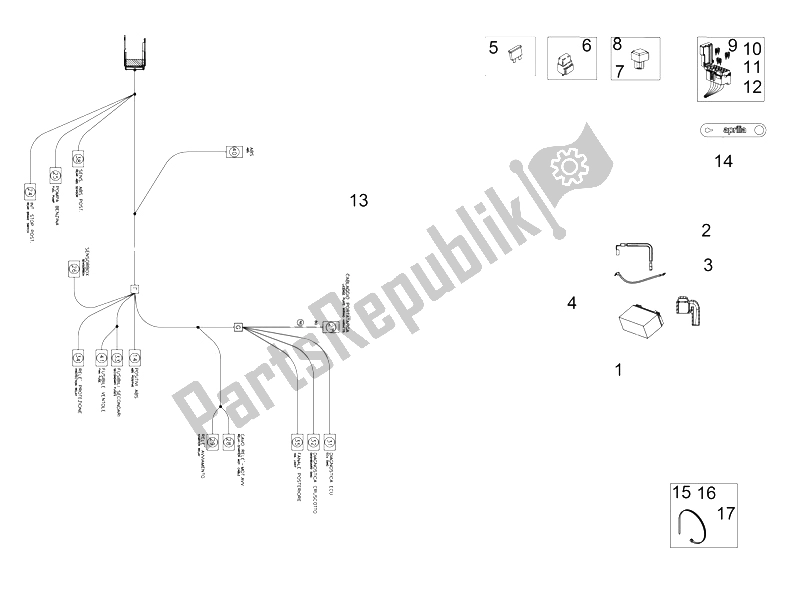 All parts for the Rear Electrical System of the Aprilia RSV4 RR USA 1000 2016