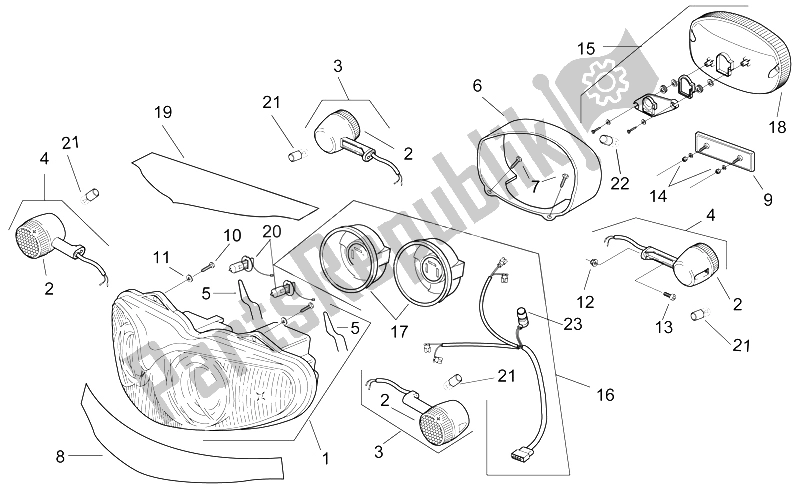 All parts for the Lights of the Aprilia RS 250 1998