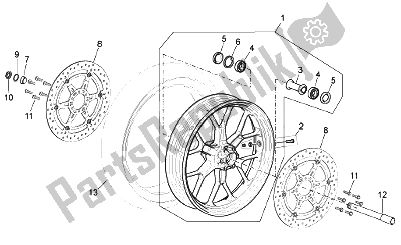 Todas las partes para Rueda Delantera Versión R de Aprilia RSV Tuono 1000 2006