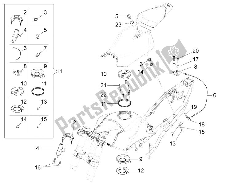 All parts for the Locks of the Aprilia RS4 50 2T 2014