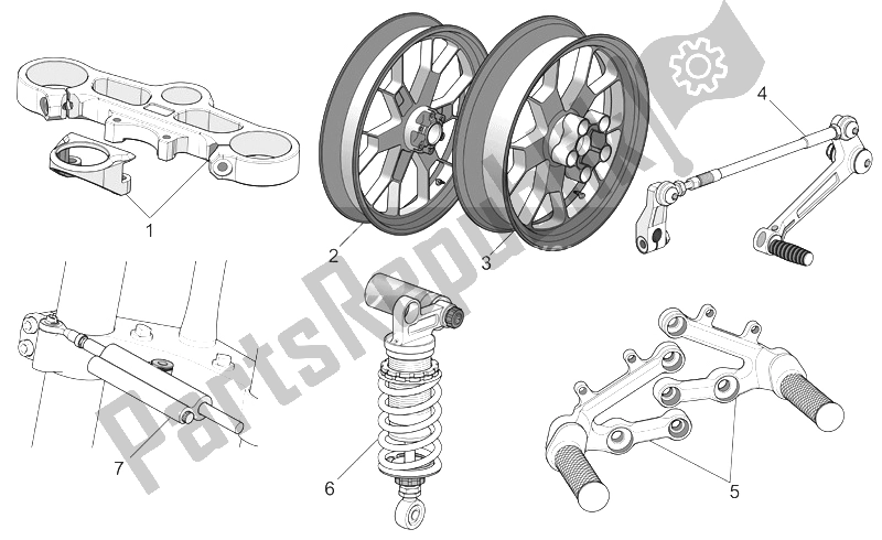 Todas as partes de Acc. - Componentes Ciclísticos do Aprilia RSV Mille Factory 1000 2004 - 2008