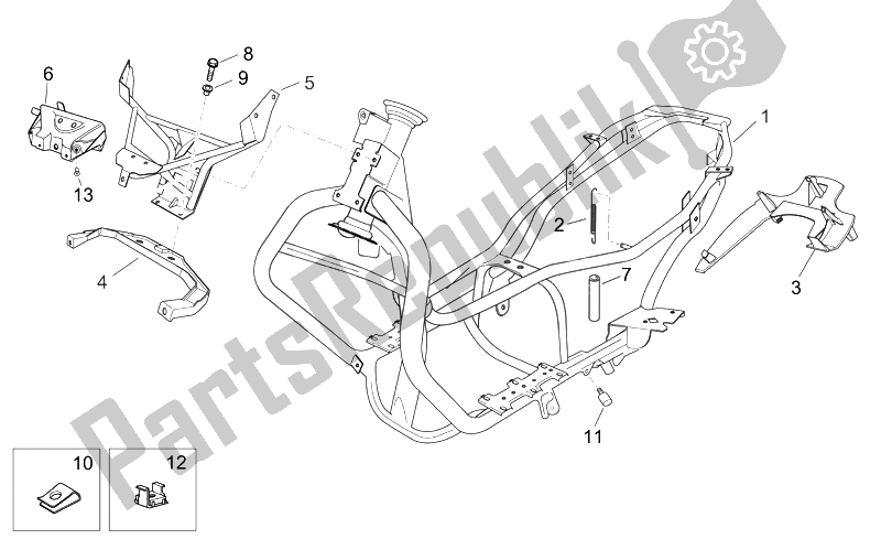 Alle Teile für das Rahmen des Aprilia Atlantic 125 250 2006