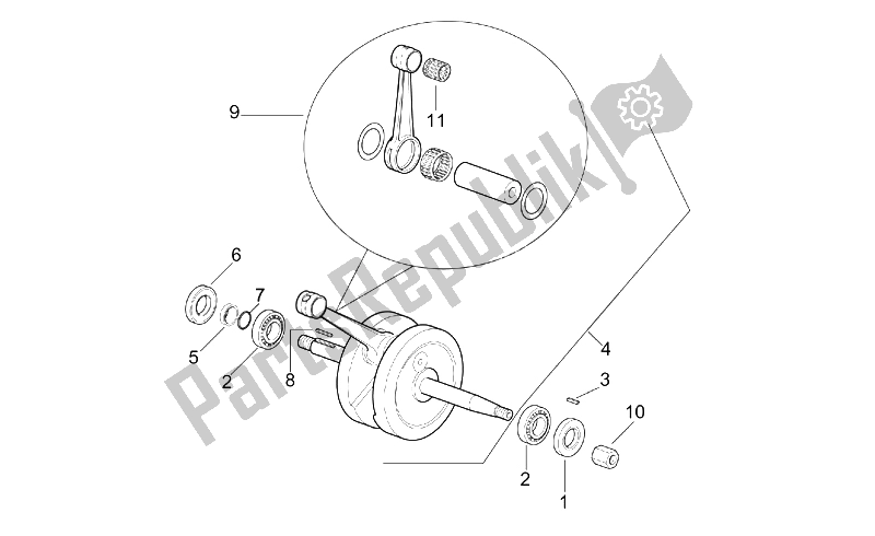 All parts for the Drive Shaft of the Aprilia RS 50 Tuono 2003