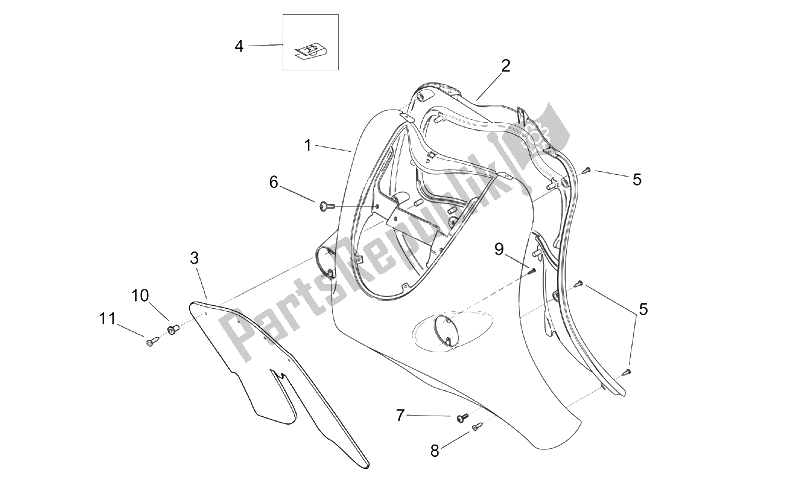 Tutte le parti per il Corpo Anteriore Ii del Aprilia Mojito Custom 50 2T ENG Aprilia 1999