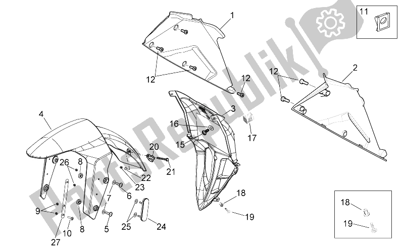 All parts for the Front Body Ii of the Aprilia RS 50 2006