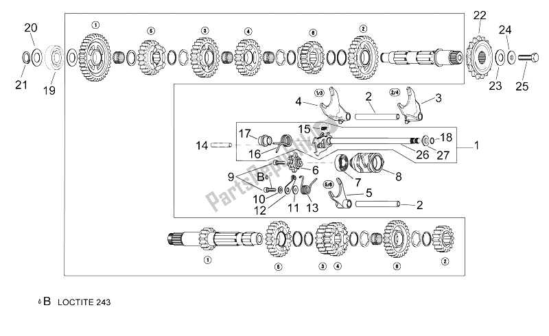 All parts for the Gear Box Selector of the Aprilia RSV Mille 1000 2000