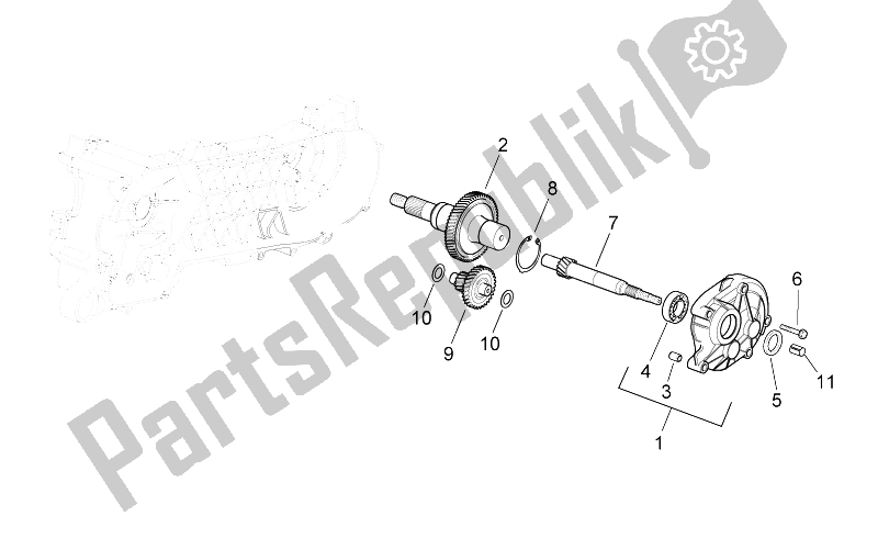 All parts for the Transmission Final Drive of the Aprilia SR 50 H2O IE Carb 2003