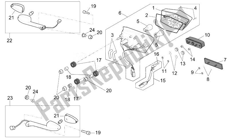 All parts for the Rear Lights of the Aprilia ETV 1000 Capo Nord 2004