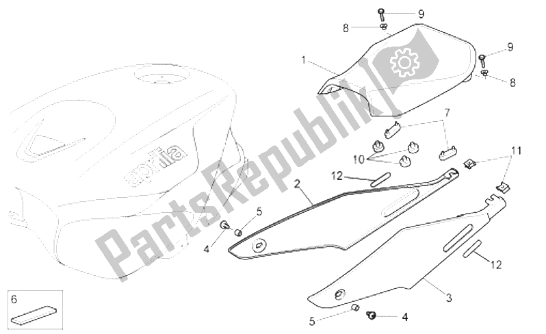 All parts for the Saddle of the Aprilia RSV Tuono 1000 2006