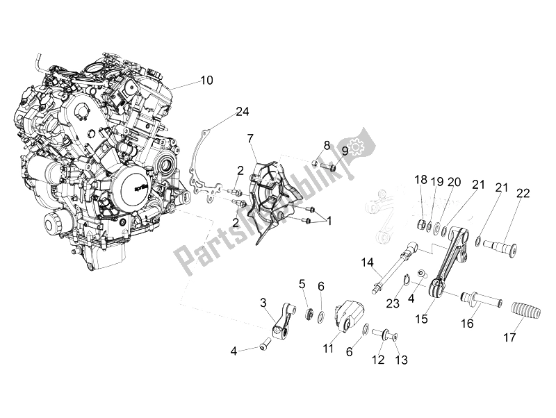 Todas as partes de Moteur do Aprilia Tuono V4 1100 RR USA CND 2016