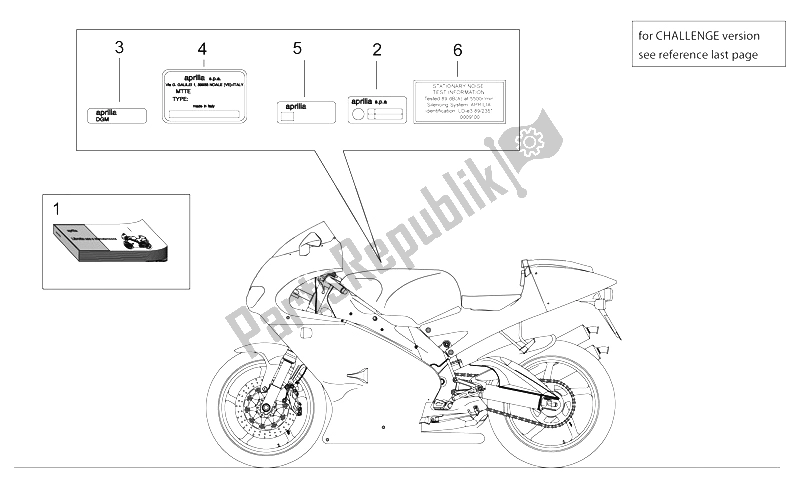 All parts for the Plate Set And Handbooks of the Aprilia RS 250 1998
