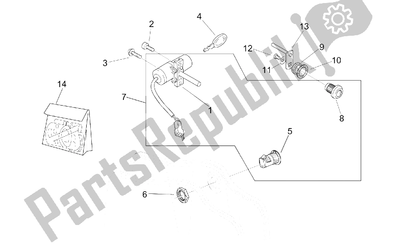 Alle Teile für das Aufkleber Und Schloss Hardware-kit des Aprilia Mojito Custom 50 2T ENG Aprilia 1999