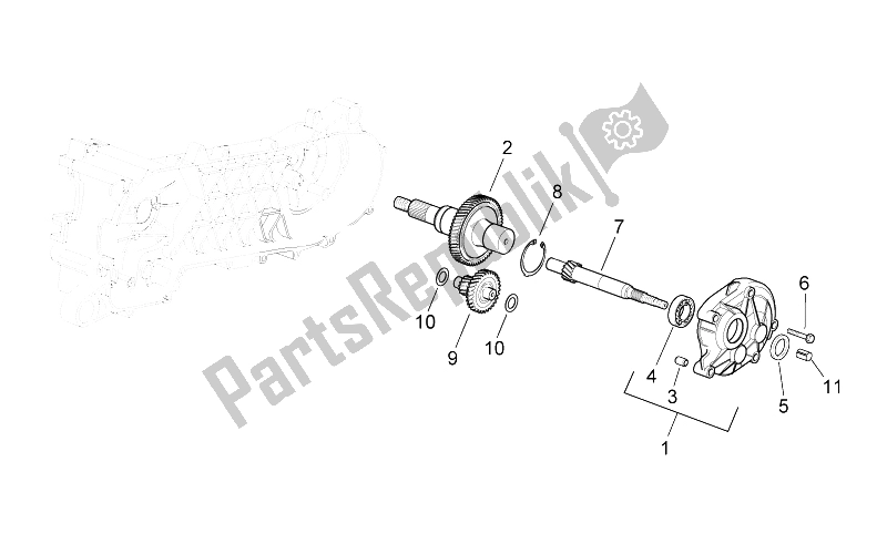 Alle Teile für das Getriebe Achsantrieb des Aprilia SR 50 IE Carb MY 2010