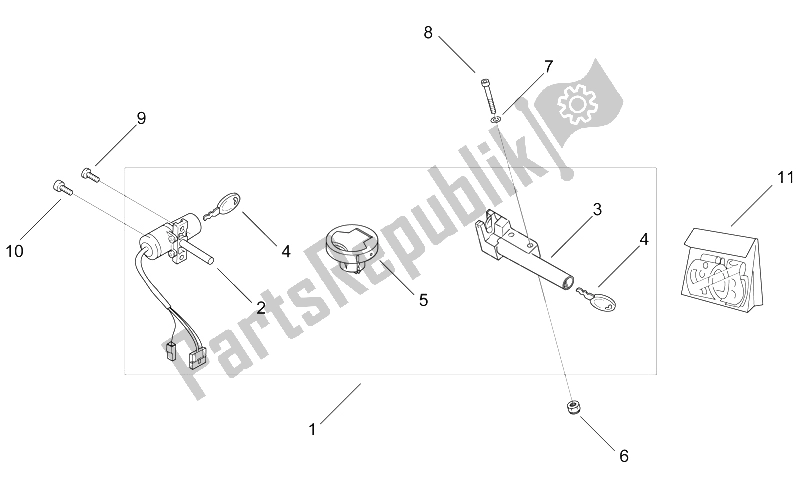 Alle Teile für das Aufkleber Und Schloss Hardware-kit des Aprilia Area 51 1998