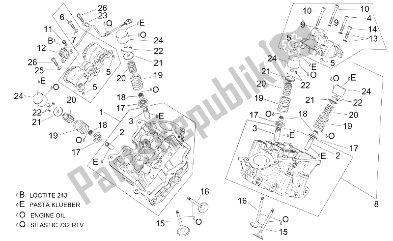 All parts for the Cylinder Head And Valves of the Aprilia RSV Tuono 1000 2002