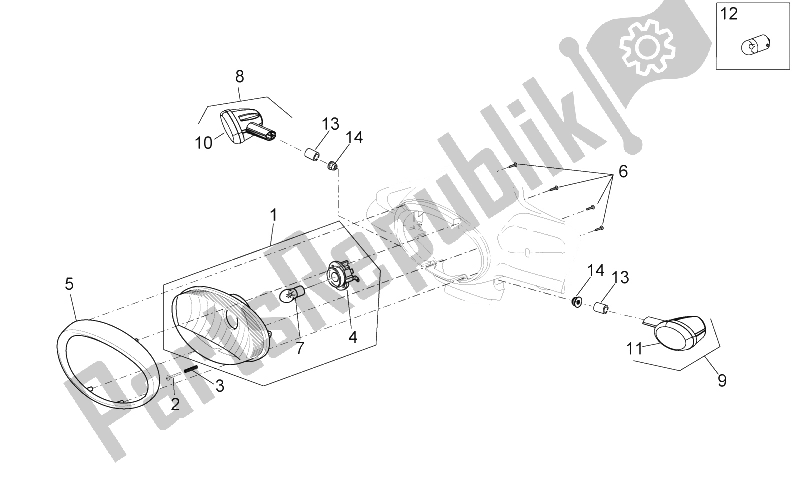 Tutte le parti per il Luci Anteriori del Aprilia Scarabeo 50 4T 4V E2 2009