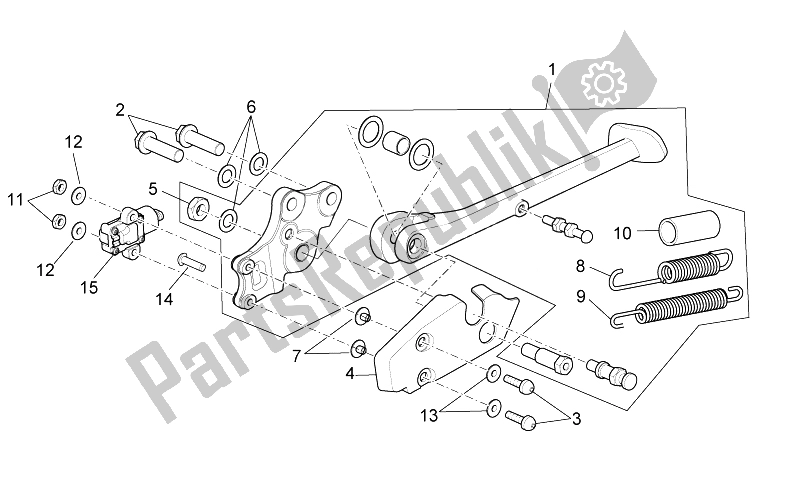 Alle onderdelen voor de Centrale Standaard van de Aprilia RSV4 Aprc Factory STD SE 1000 2011