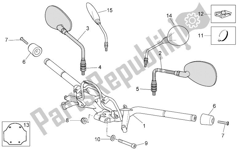 All parts for the Handlebar of the Aprilia Scarabeo 400 492 500 Light 2006