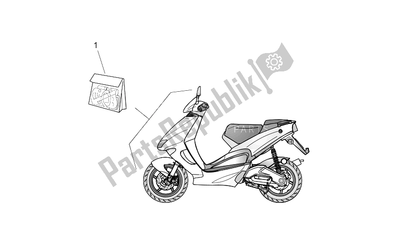 Tutte le parti per il Set Di Decalcomanie Sul Corpo Anteriore del Aprilia SR 50 AIR WWW 1997