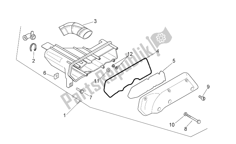 Tutte le parti per il Air Box del Aprilia Scarabeo 50 2T E2 ENG Piaggio 2005