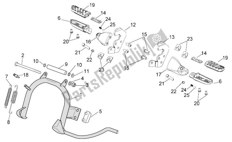 Toutes les pièces pour le Repose-pieds - Support Latéral du Aprilia Scarabeo 100 4T E3 NET 2009