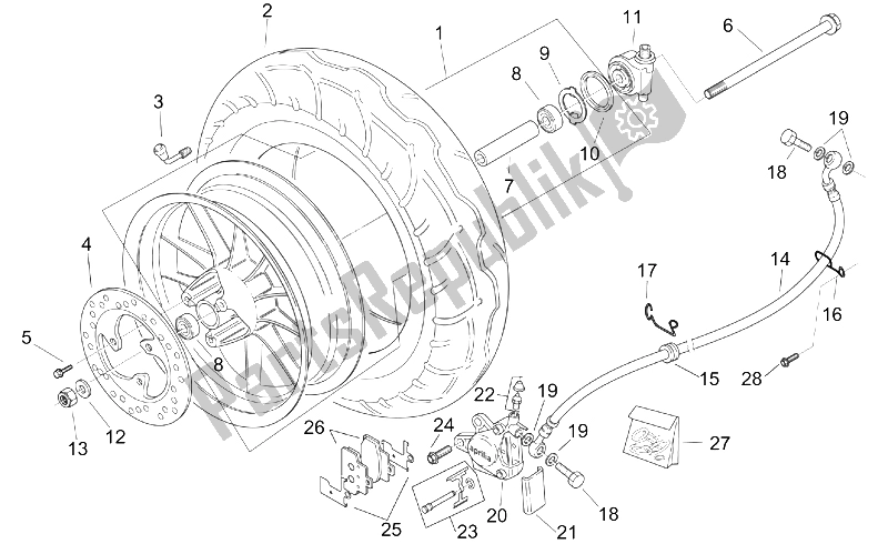 All parts for the Front Wheel - Custom of the Aprilia Mojito 125 1999