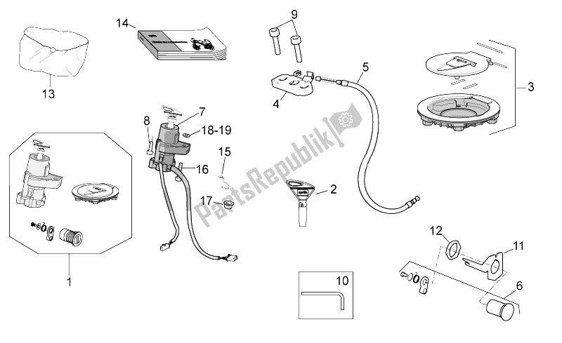 Toutes les pièces pour le Kit De Matériel De Verrouillage du Aprilia Tuono V4 1100 RR USA CND 2016