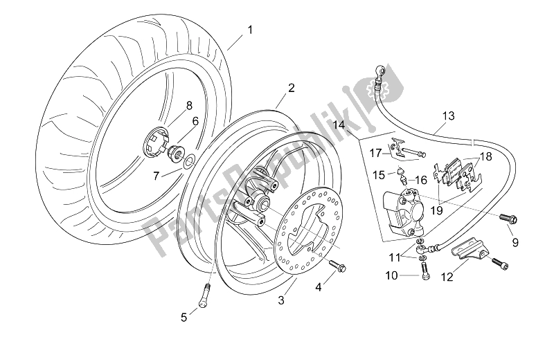 All parts for the Rear Wheel of the Aprilia Area 51 1998