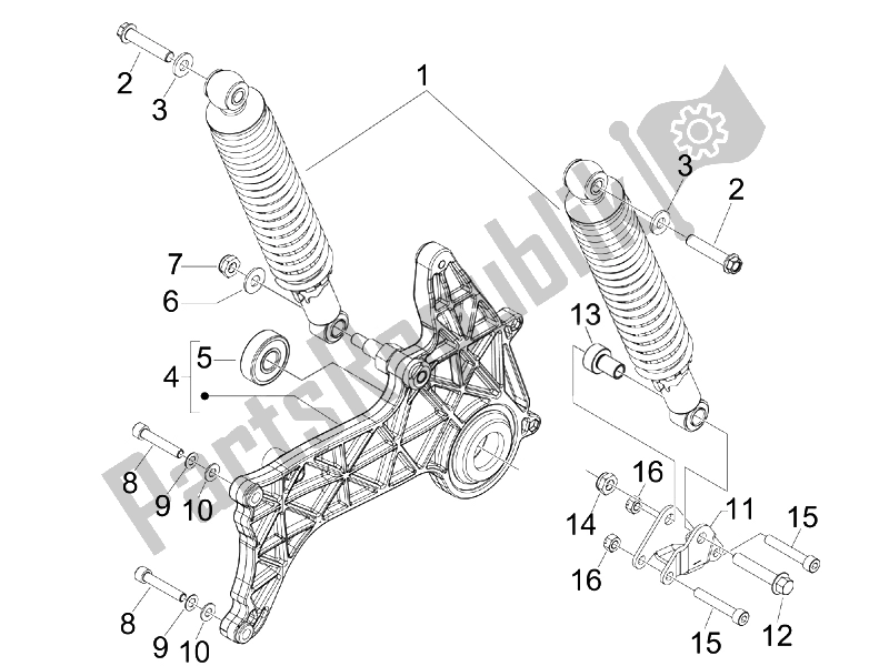 Toutes les pièces pour le Suspension Arrière - Amortisseur / S du Aprilia SR MAX 125 2011