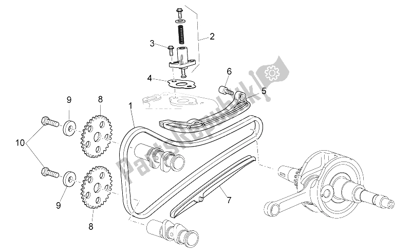 Toutes les pièces pour le Tendeur De Chaîne du Aprilia Scarabeo 125 200 IE Light 2009