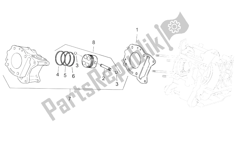 Wszystkie części do Cylinder Aprilia Scarabeo 250 Light E3 2006