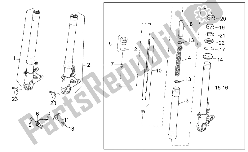 All parts for the Front Fork of the Aprilia RSV4 RR USA 1000 2016