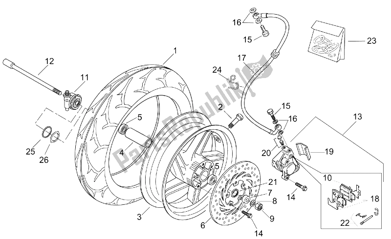 Tutte le parti per il Ruota Anteriore del Aprilia Leonardo 125 150 ST 2001