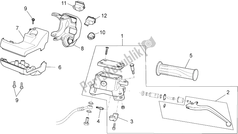 Toutes les pièces pour le Commandes Lh du Aprilia Scarabeo 125 200 Light Carb 2007