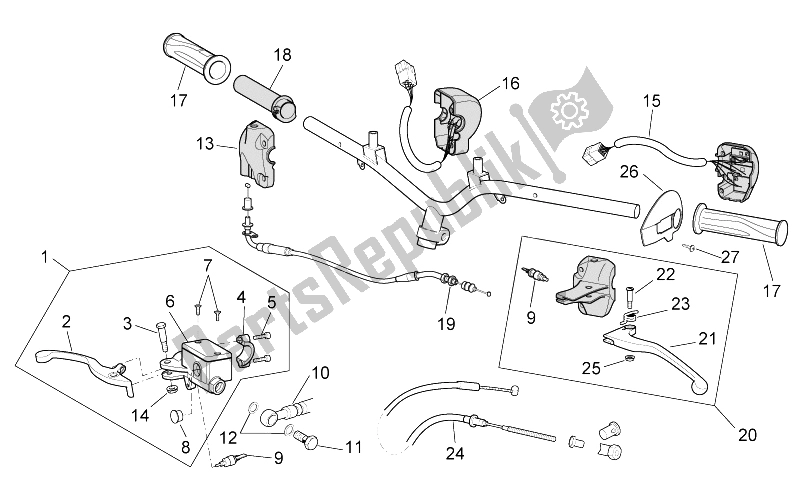All parts for the Controls of the Aprilia Scarabeo 100 4T E3 NET 2009