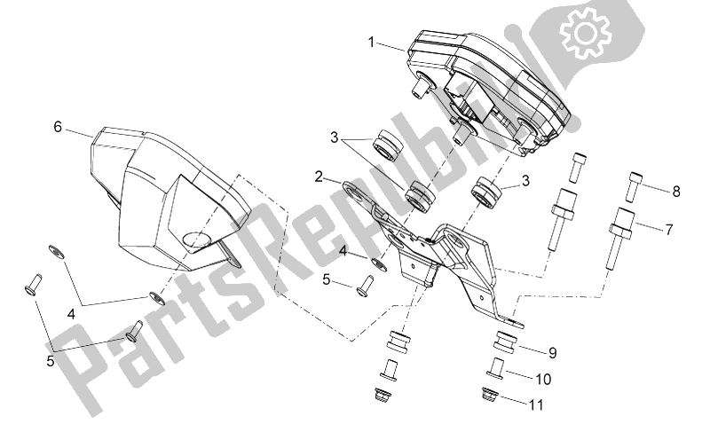 All parts for the Dashboard of the Aprilia Shiver 750 GT 2009
