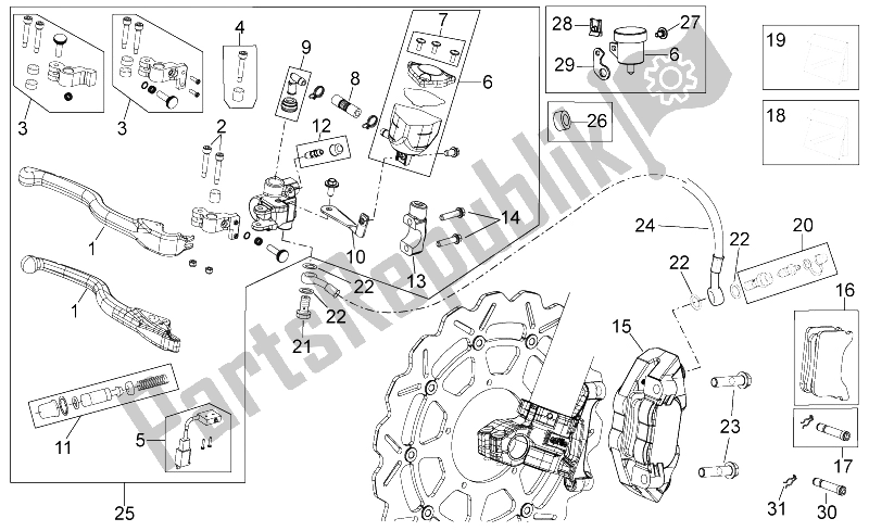 Tutte le parti per il Sistema Frenante Anteriore Ii del Aprilia RXV SXV 450 550 2006