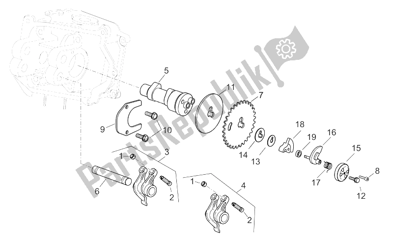 Toutes les pièces pour le Arbre à Cames du Aprilia Scarabeo 125 200 E3 ENG Piaggio 2006