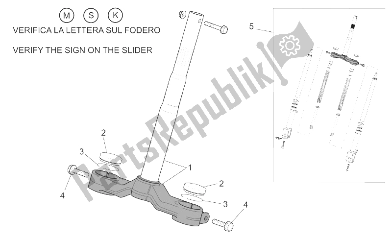 Alle Teile für das Vordergabel I des Aprilia SR 50 H2O IE Carb 2003