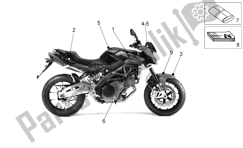 Toutes les pièces pour le Assiette Set-decal-op. Handbooks du Aprilia Shiver 750 PA 2015