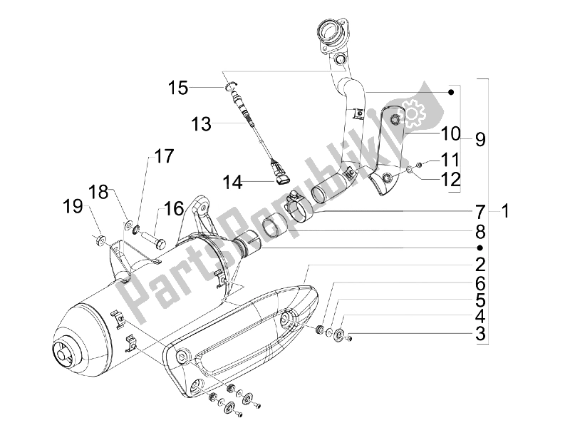 All parts for the Silencer of the Aprilia SR 300 MAX 2011