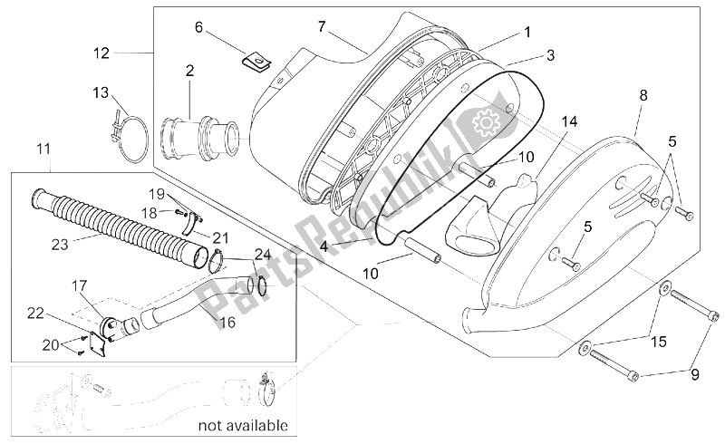 Todas las partes para Caja De Aire de Aprilia SR 50 H2O Ditech Carb 2000