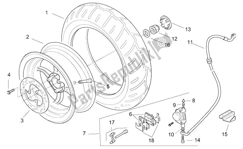 All parts for the Rear Wheel - Disc Brake of the Aprilia SR 50 H2O 1997